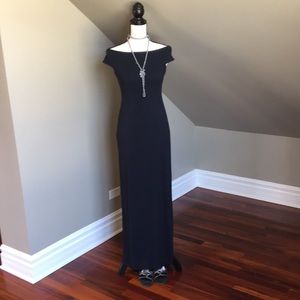 Navy Laundry off the shoulder gown